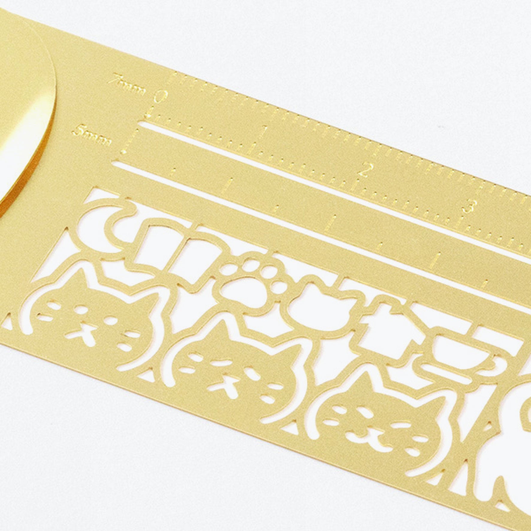 Midori - Ruler - Stencil - Cat (Gold)