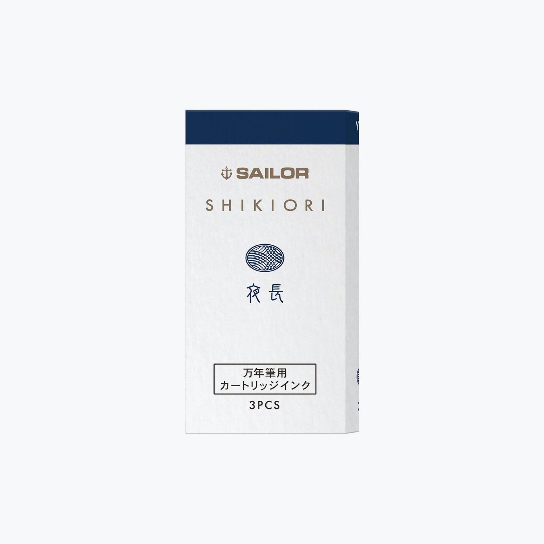 Front of the box of Sailor Shikiori Yonaga deep blue fountain pen ink cartridges