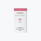 Front of the box of Sailor Shikiori Sakura mori pink fountain pen ink cartridges