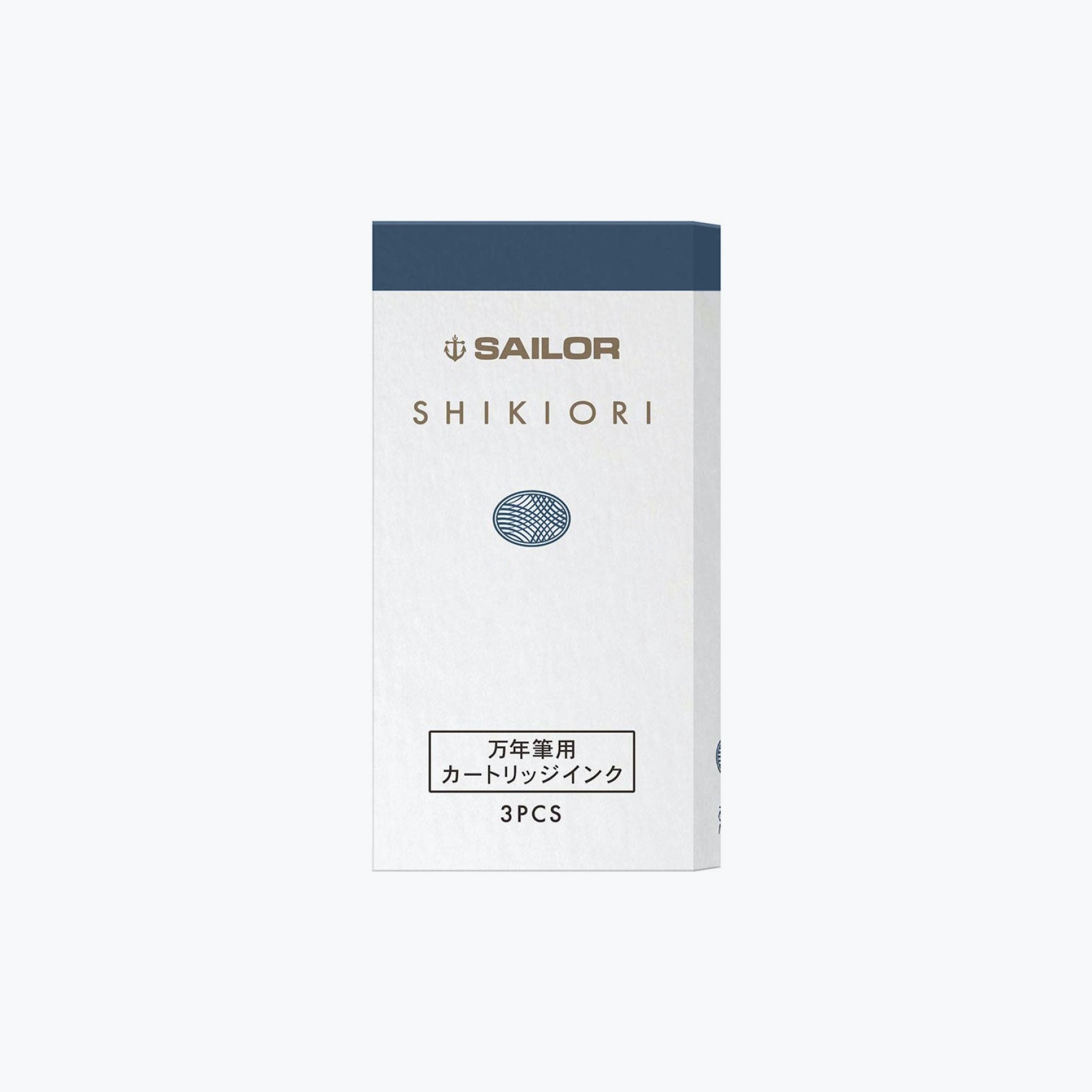 Sailor Shikiori fountain pen ink cartridge in Tama-tebako, a deep blue colour, presented in a box