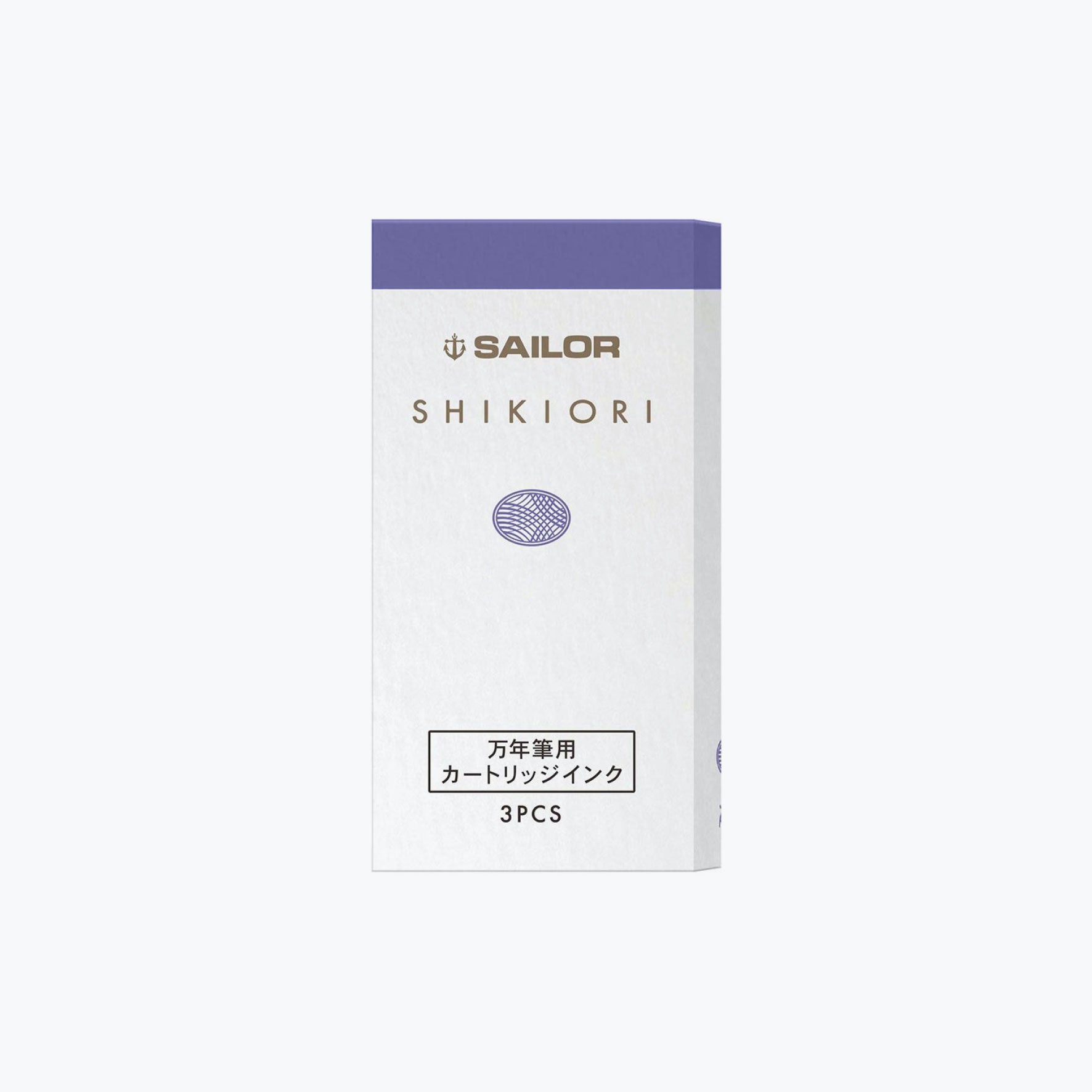 Sailor Shikiori fountain pen ink cartridge in Potsupotsu purple colour, presented in a box