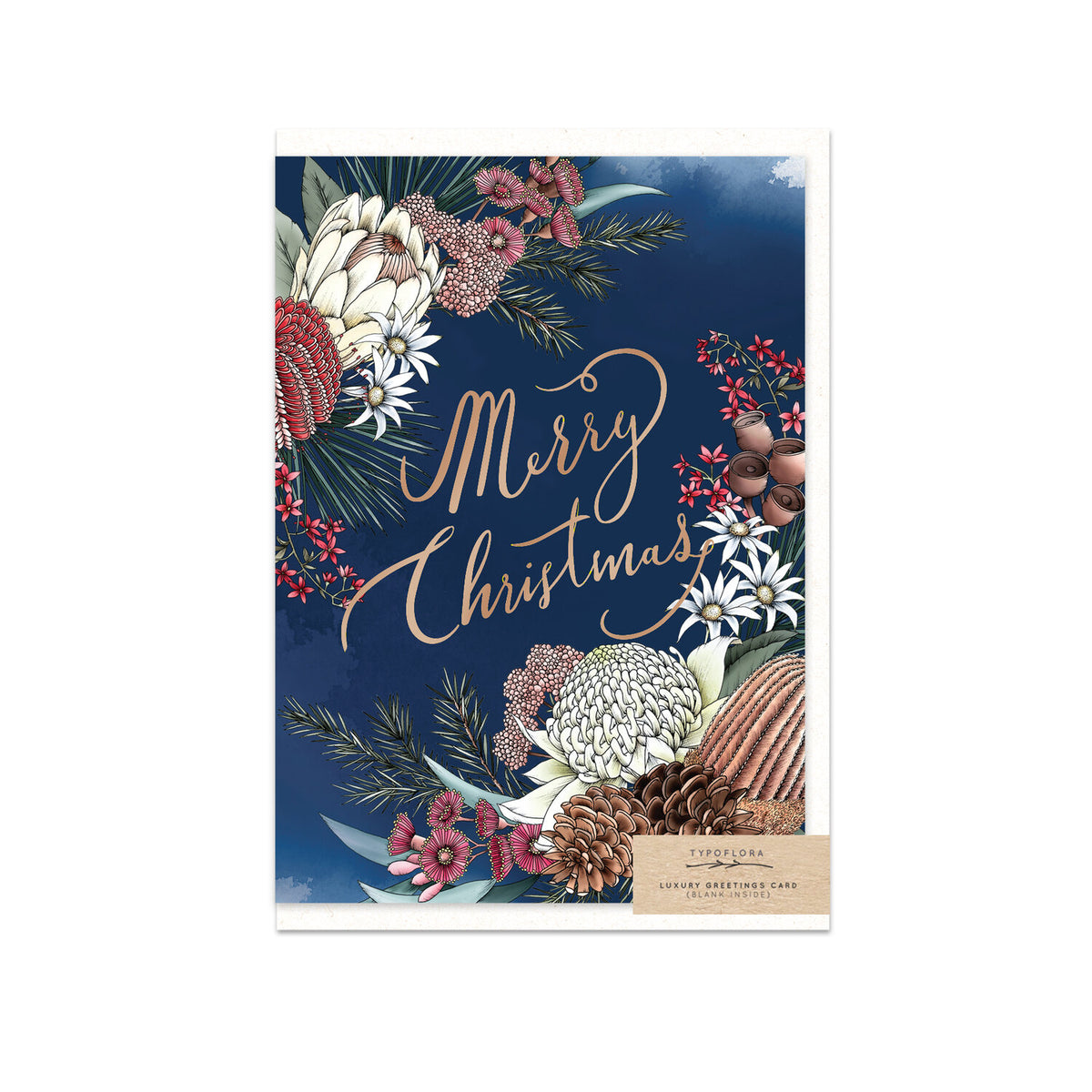 Typoflora - Card - Navy Merry Christmas