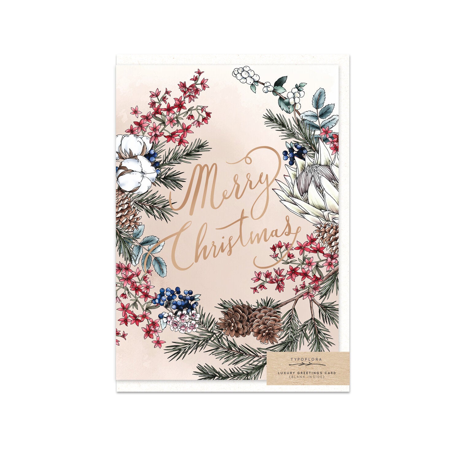Typoflora - Card - Beige Merry Christmas