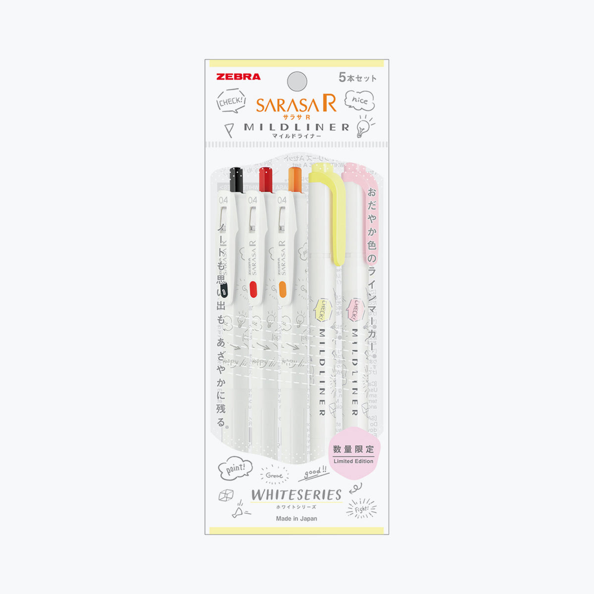 Zebra - Journalling Set - Sarasa R x Mildliner - Whiteseries - Set A