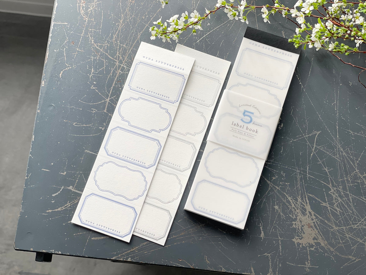 Oeda Letterpress - Label Book - 5 Frames - Pale Blue / Silver