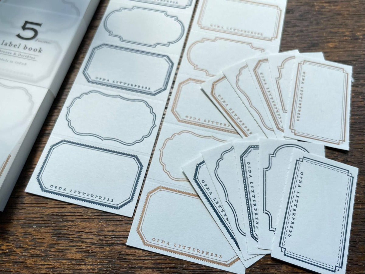 Oeda Letterpress - Label Book - 5 Frames - Bronze / Dark Blue