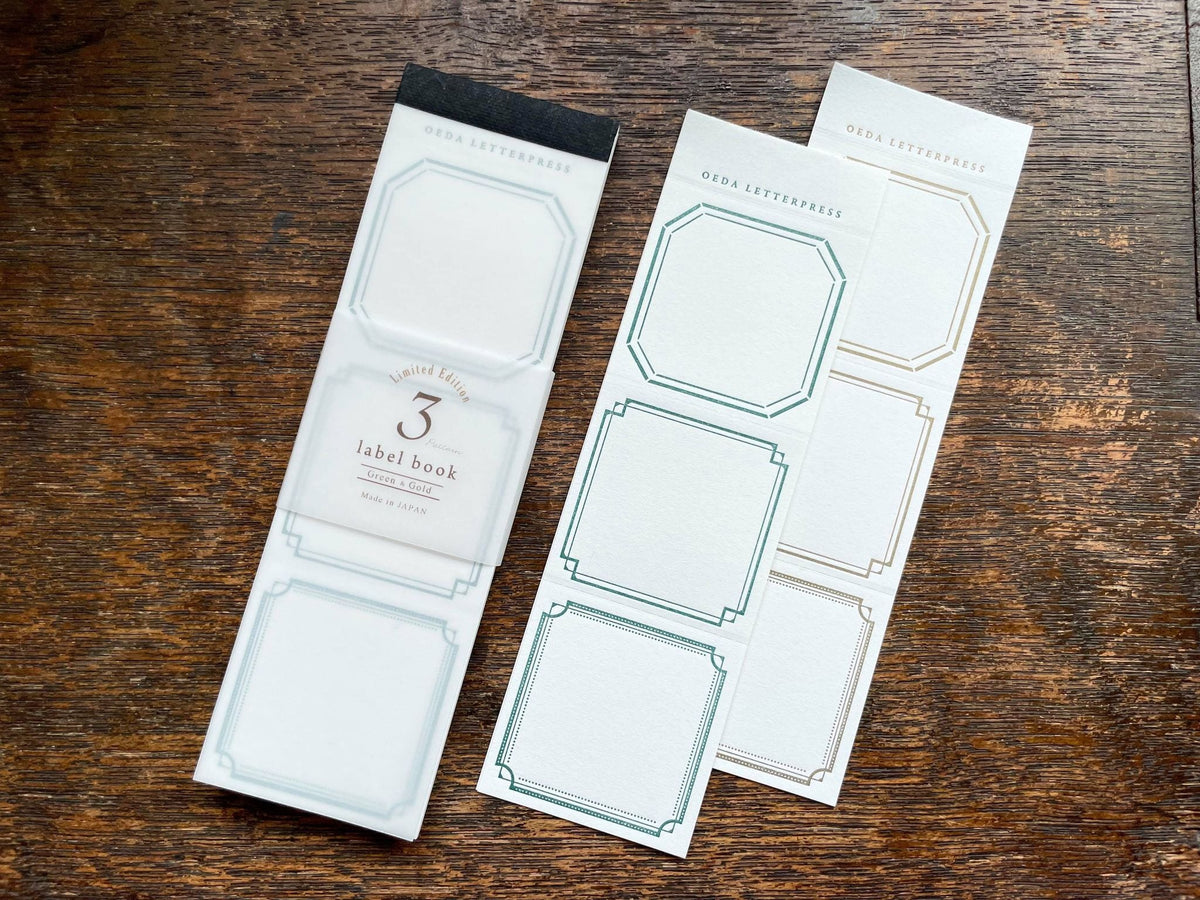 Oeda Letterpress - Label Book - 3 Frames - Green / Gold
