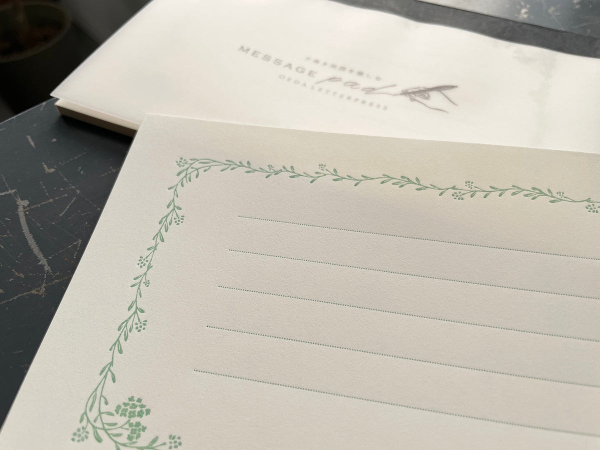 Oeda Letterpress - Message Pad - Pale Green