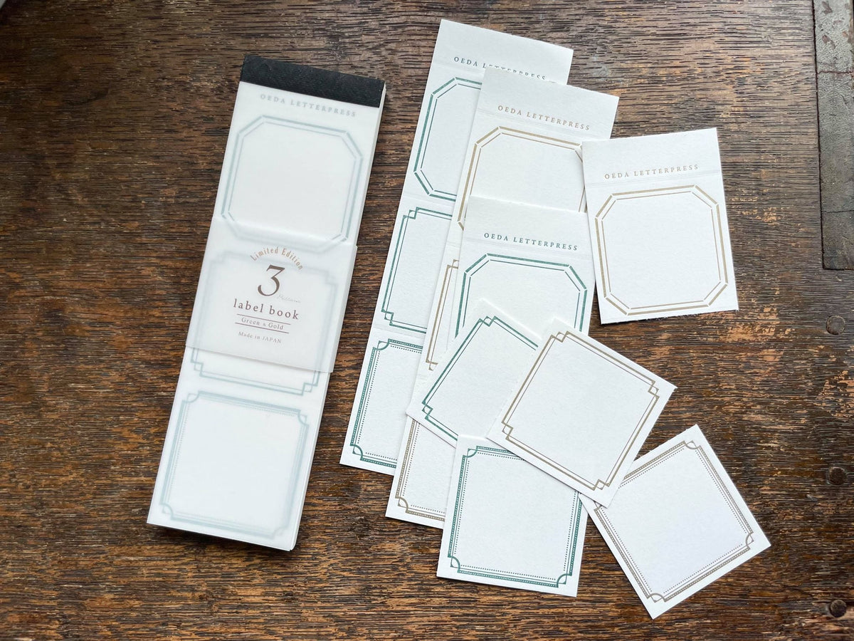 Oeda Letterpress - Label Book - 3 Frames - Green / Gold