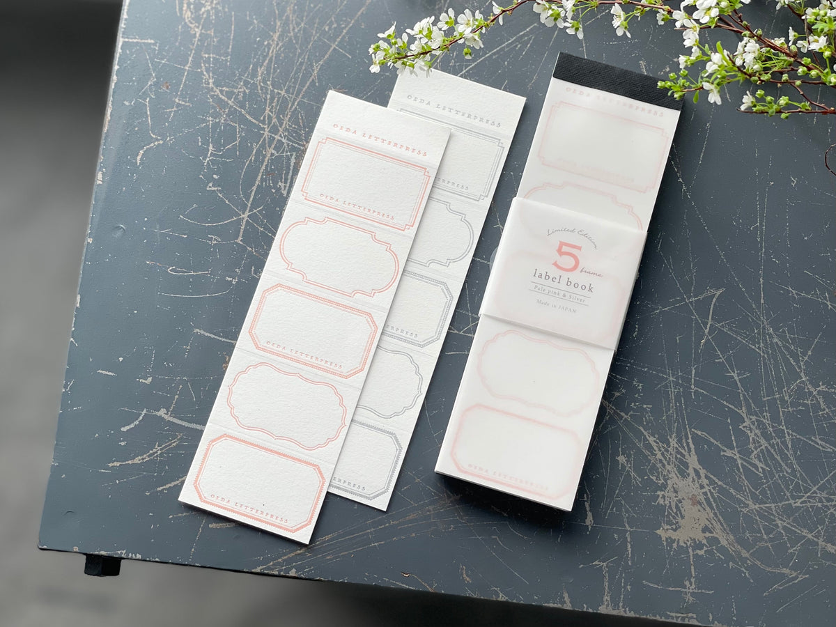 Oeda Letterpress - Label Book - 5 Frames - Pale Pink / Silver