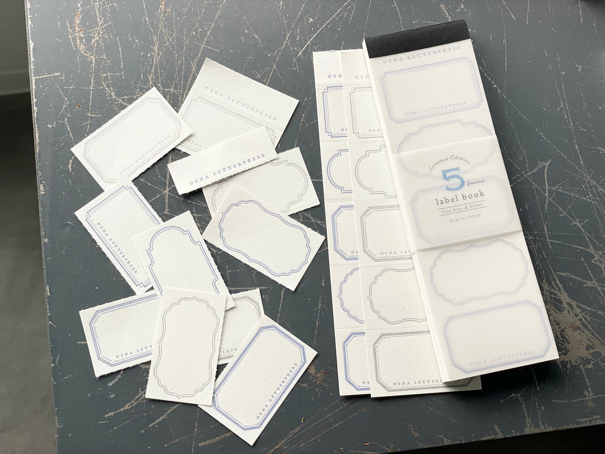 Oeda Letterpress - Label Book - 5 Frames - Pale Blue / Silver