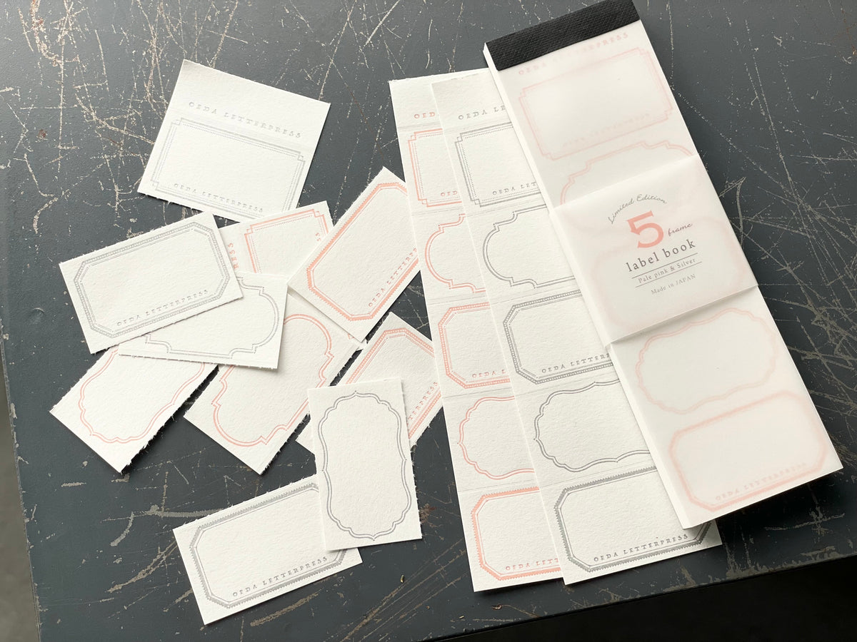 Oeda Letterpress - Label Book - 5 Frames - Pale Pink / Silver