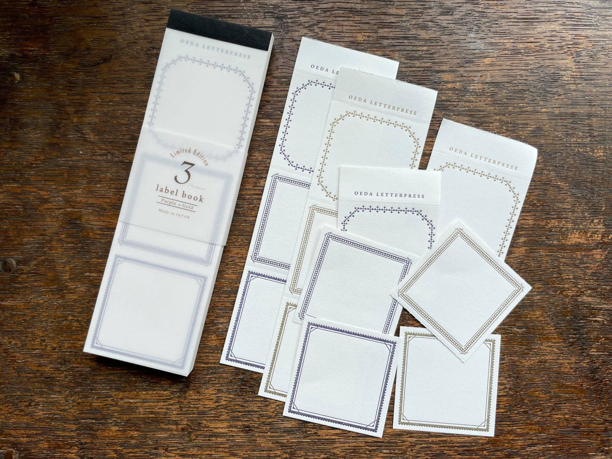 Oeda Letterpress - Label Book - 3 Frames - Purple / Gold