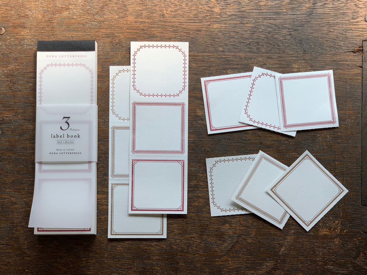 Oeda Letterpress - Label Book - 3 Frames - Red / Bronze