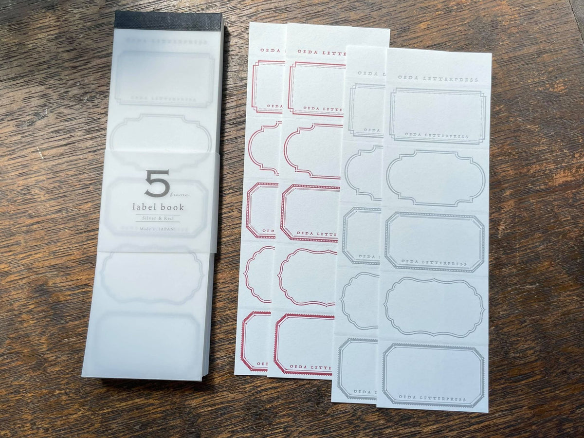 Oeda Letterpress - Label Book - 5 Frames - Silver / Red