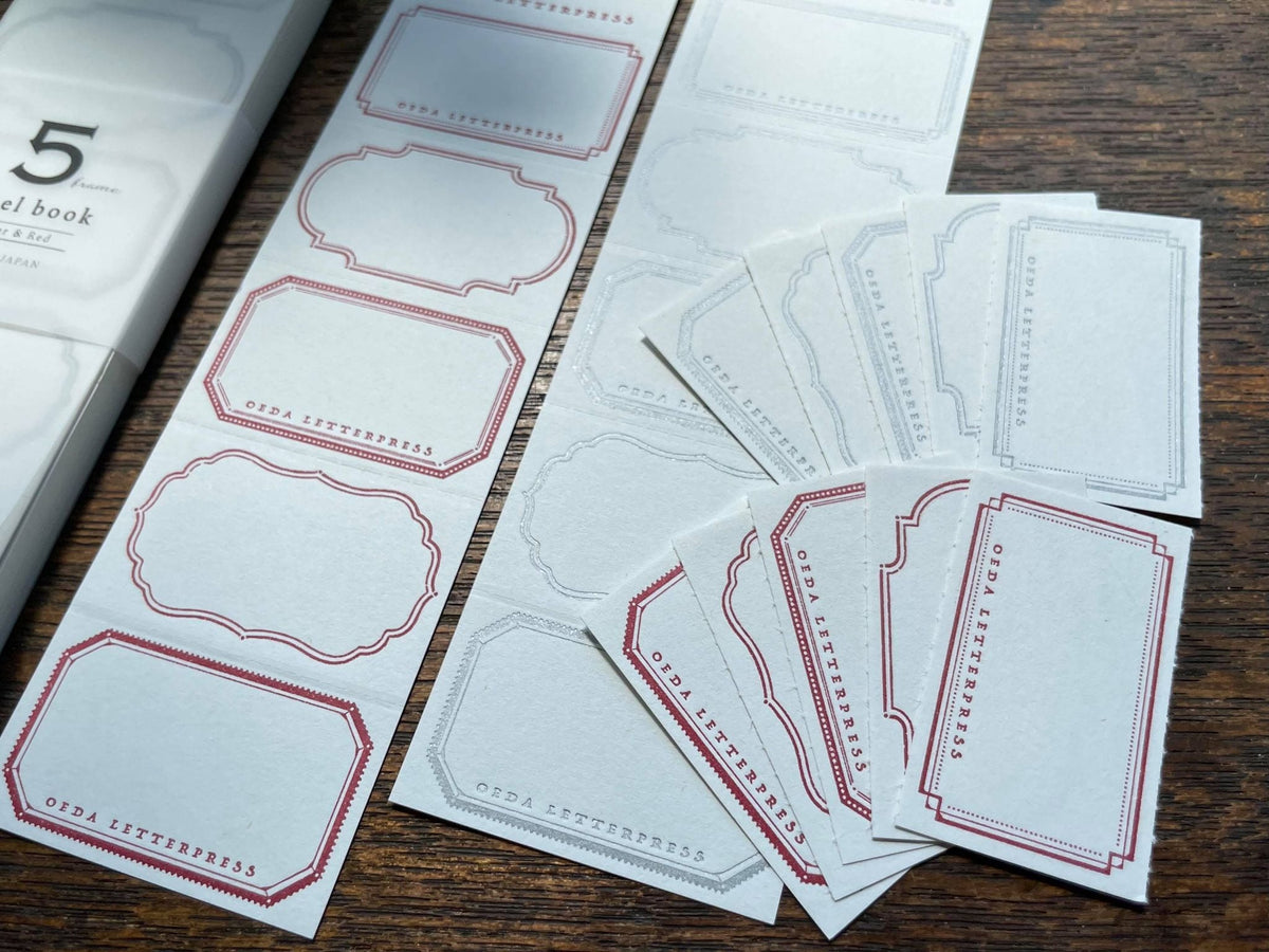 Oeda Letterpress - Label Book - 5 Frames - Silver / Red